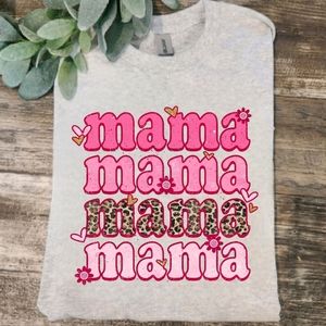 Valentine's day shirt mama retro cheetah print heart cute pink